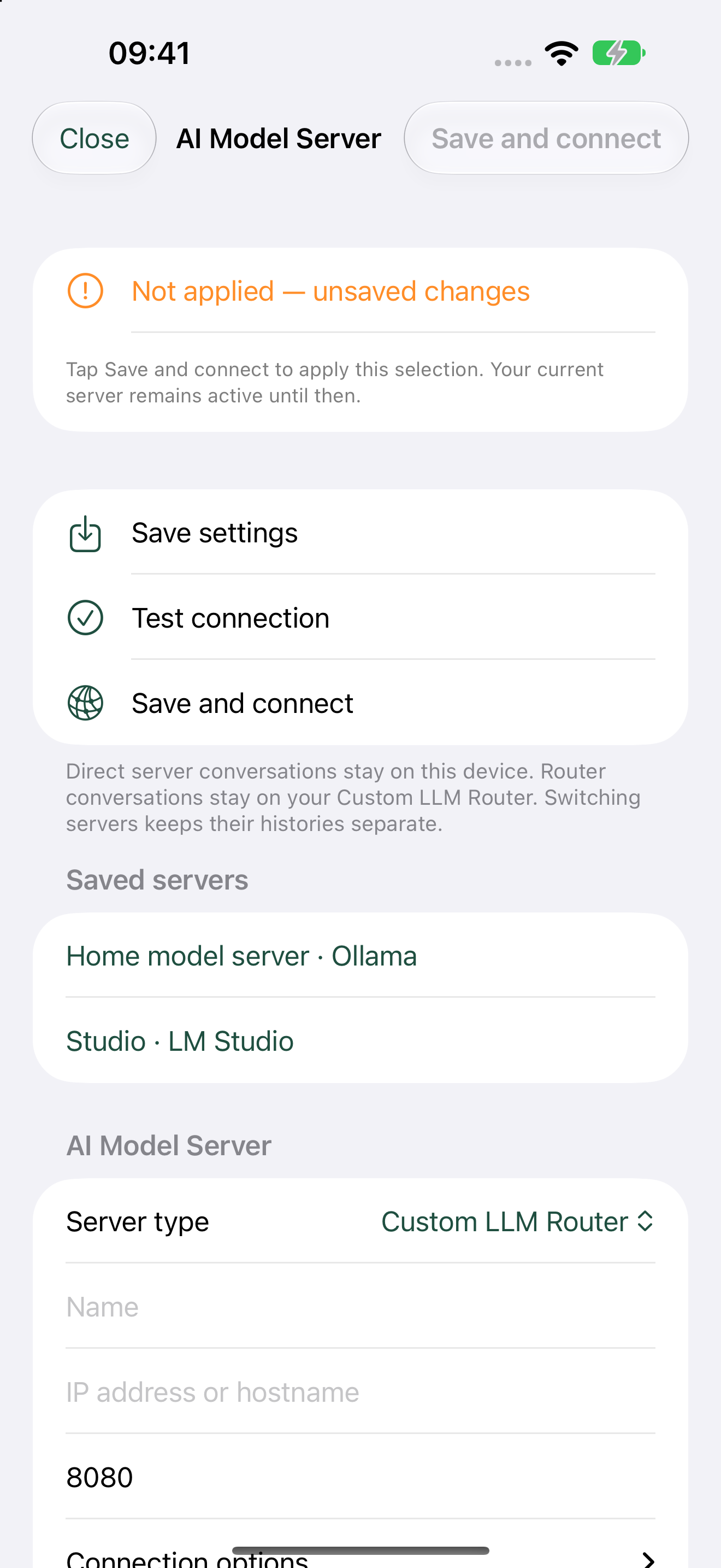 Artfull AI Custom LLM Router settings